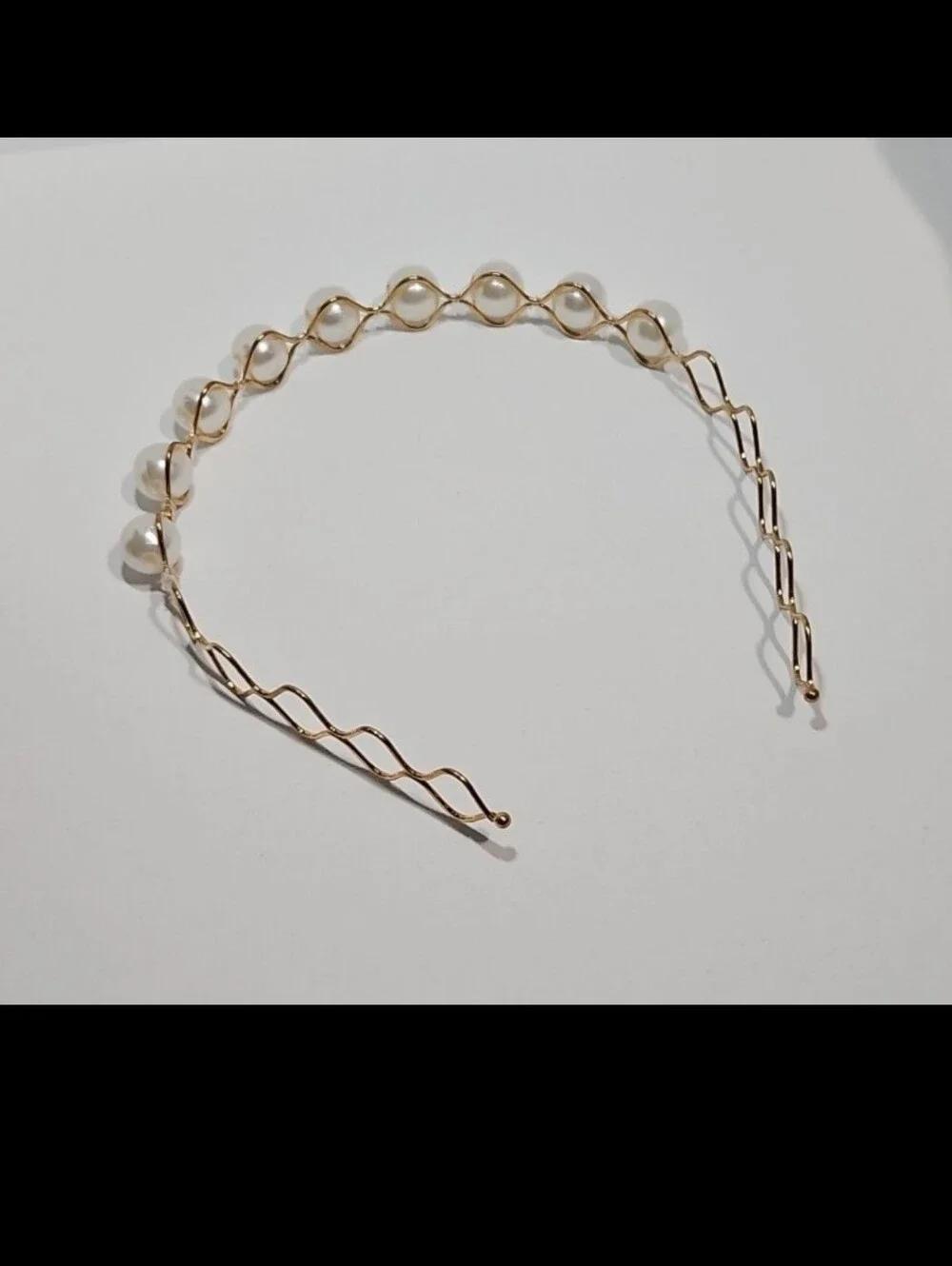Gold Faux Pearl Wave Headband